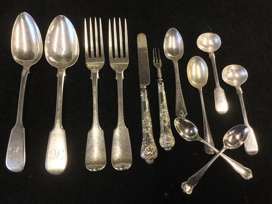 12 pieces of Victorian and later silver cutlery